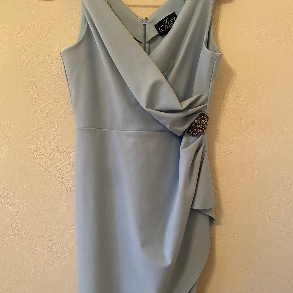 Size 14 Alex Evenings Light Blue Short Formal Dress